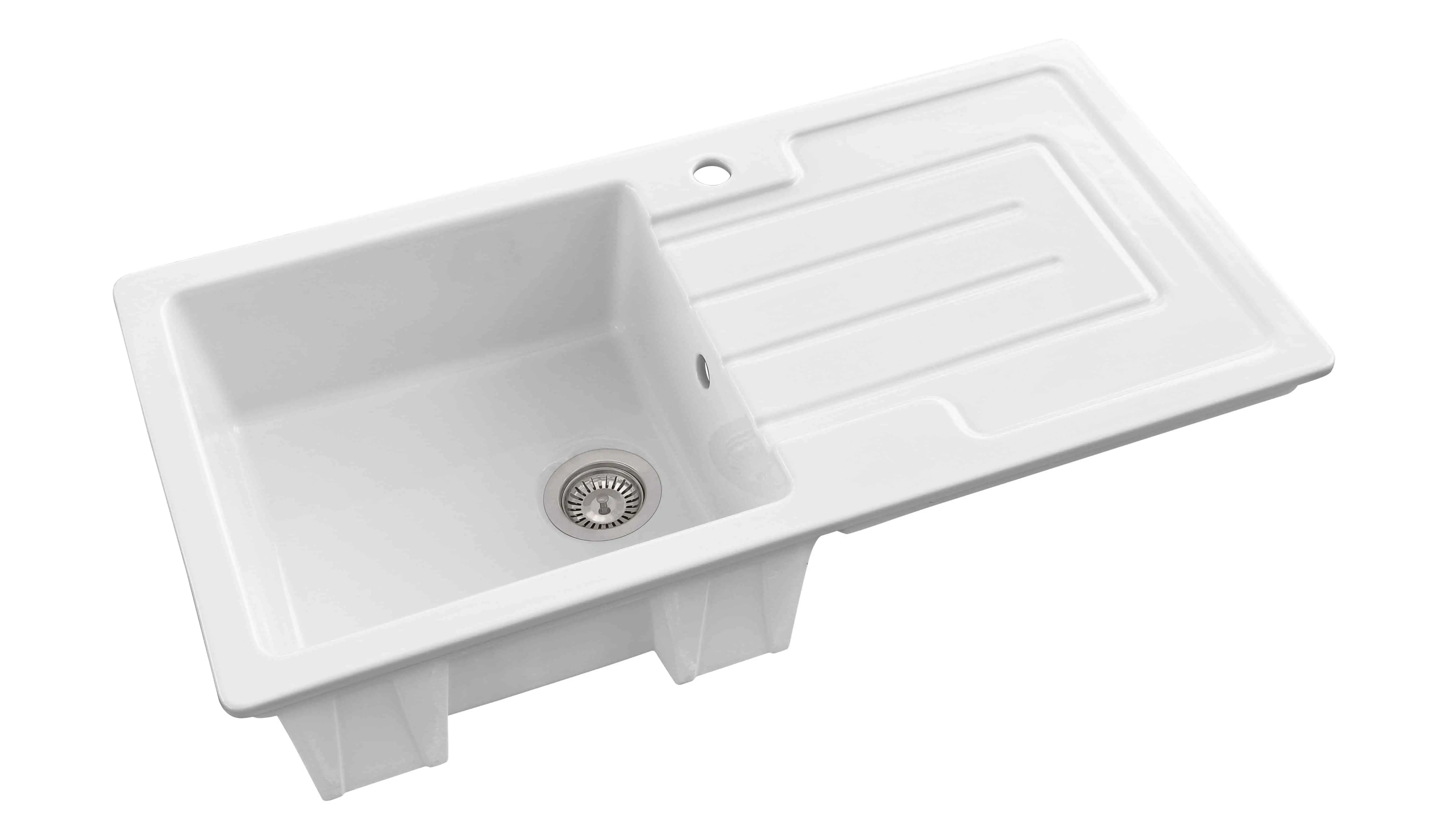 Reno single bowl white ceramic sink modern style